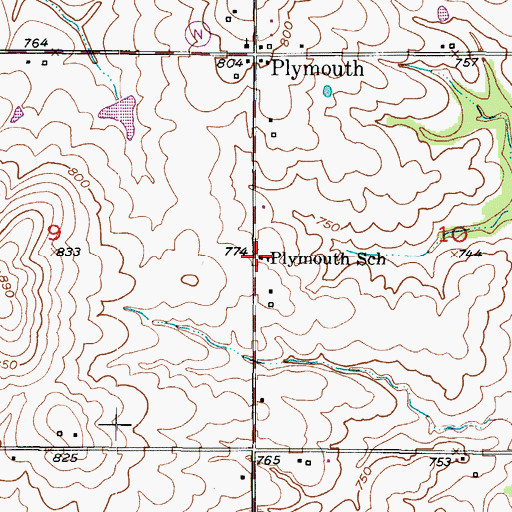 Topographic Map of Plymouth School, MO