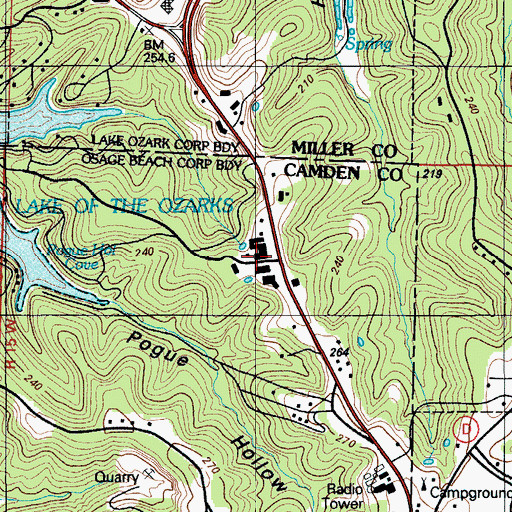 Topographic Map of Osage Plaza, MO