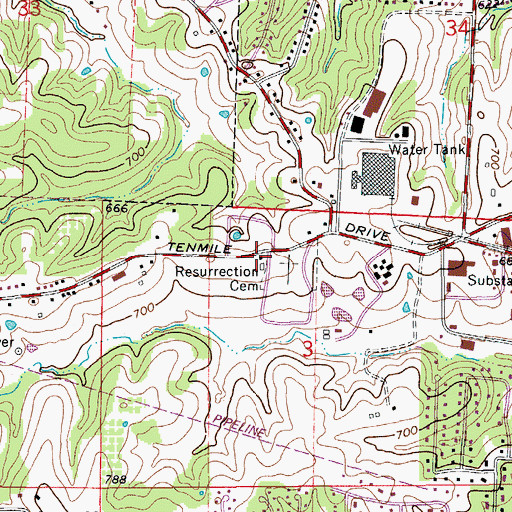 Topographic Map of Shoppers Mart, MO