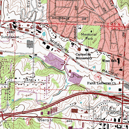 Topographic Map of Dix Road Shopping Center, MO