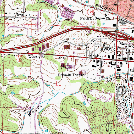 Topographic Map of Mart Shopping Center, MO
