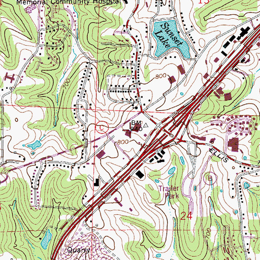 Topographic Map of Southridge Shopping Center, MO