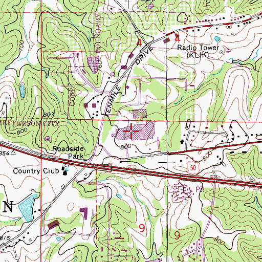 Topographic Map of Capital Mall, MO