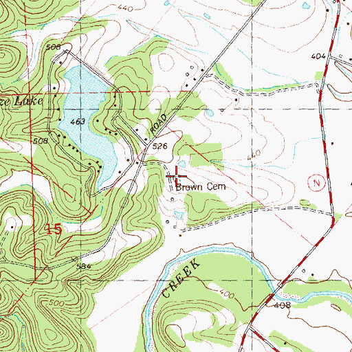 Topographic Map of Brown Cemetery, MO