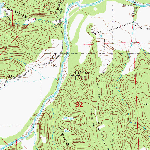 Topographic Map of Mange Cemetery, MO