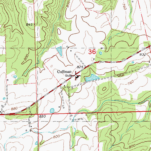Topographic Map of Coffman School, MO