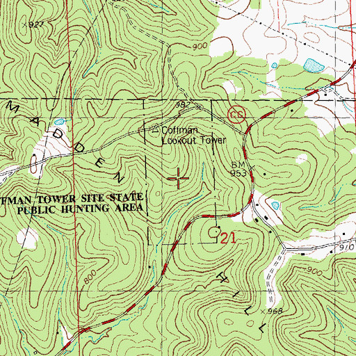 Topographic Map of Coffman Tower Site State Public Hunting Area, MO