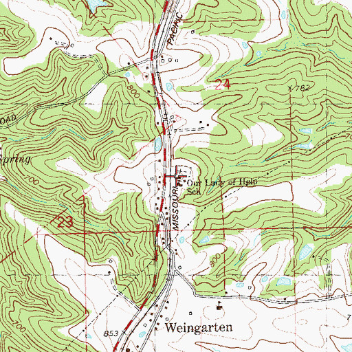 Topographic Map of Our Lady of Help School, MO