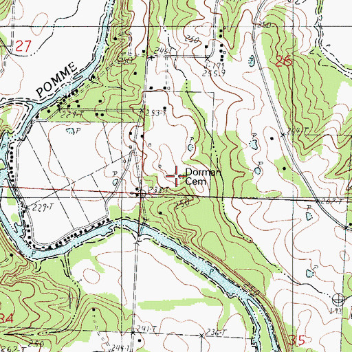 Topographic Map of Dorman Cemetery, MO
