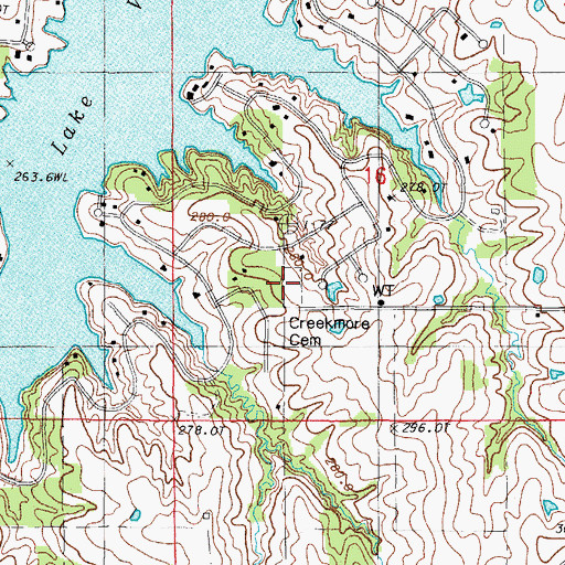 Topographic Map of Creekmore Cemetery, MO