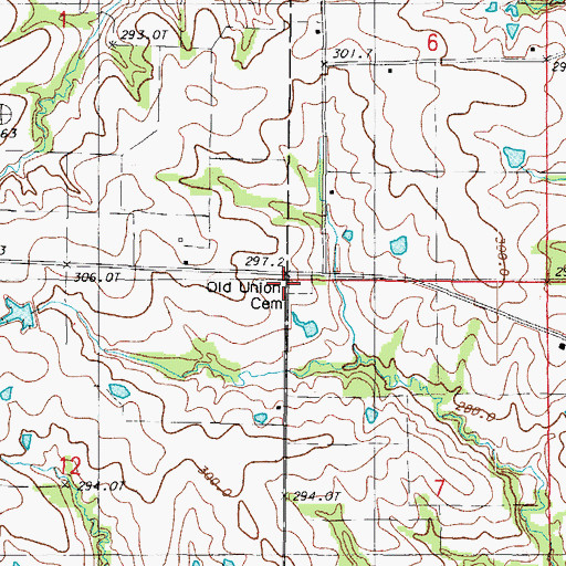 Topographic Map of Old Union Cemetery, MO