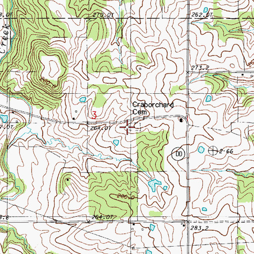 Topographic Map of Craborchard Cemetery, MO