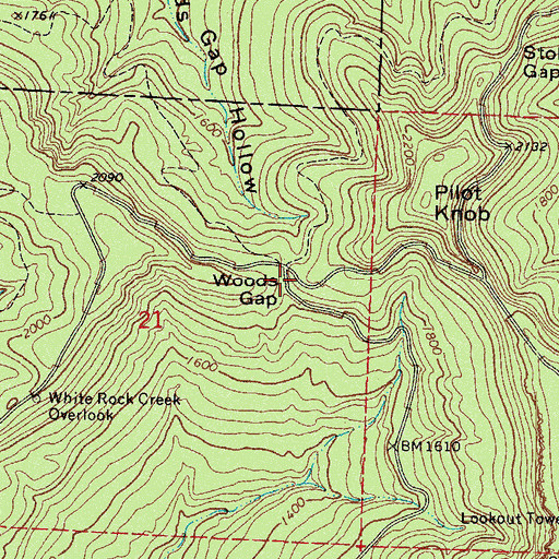 Topographic Map of Woods Gap, AR