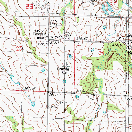 Topographic Map of Frazier Cemetery, MO