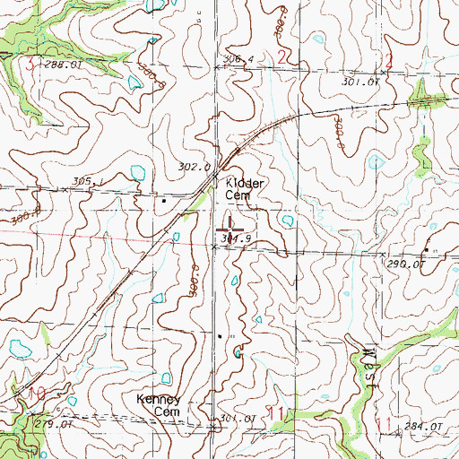 Topographic Map of Kidder Cemetery, MO
