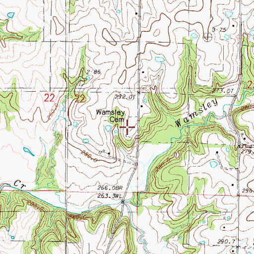 Topographic Map of Wamsley Cemetery, MO
