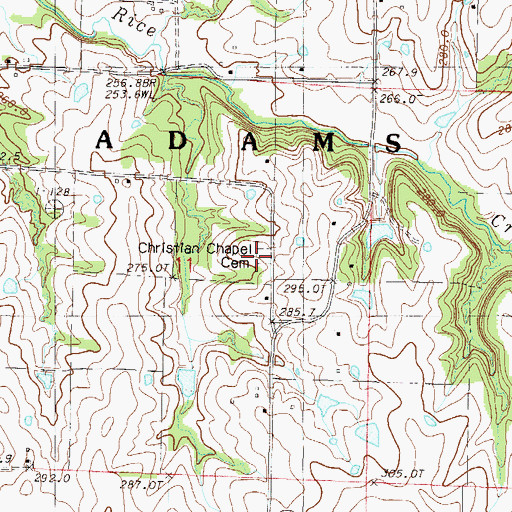 Topographic Map of Christian Chapel Cemetery, MO