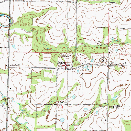 Topographic Map of Cope Cemetery, MO