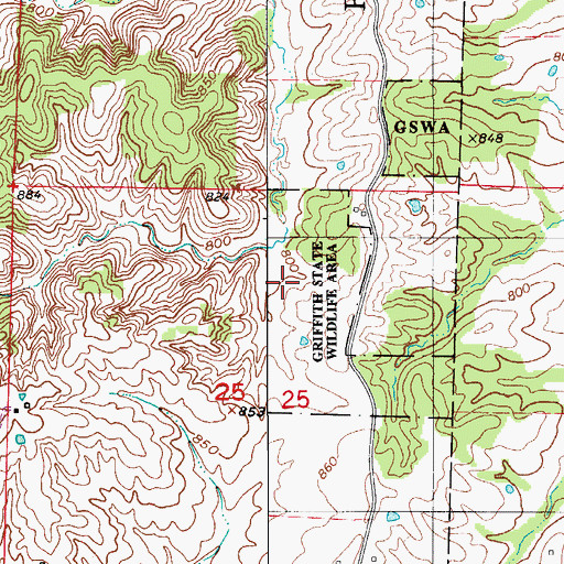 Topographic Map of Griffith State Wildlife Area, MO