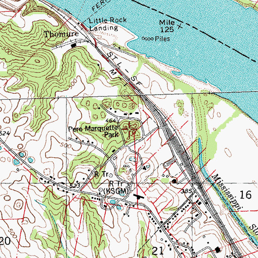 Topographic Map of Pere Marquette Park, MO