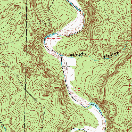 Topographic Map of Woods Hollow, AR
