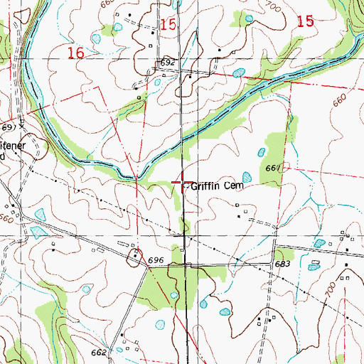 Topographic Map of Griffin Cemetery, MO