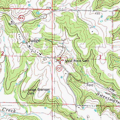 Topographic Map of Solid Rock Cemetery, MO
