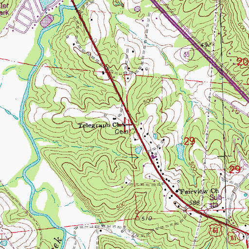 Topographic Map of Telegraph School, MO