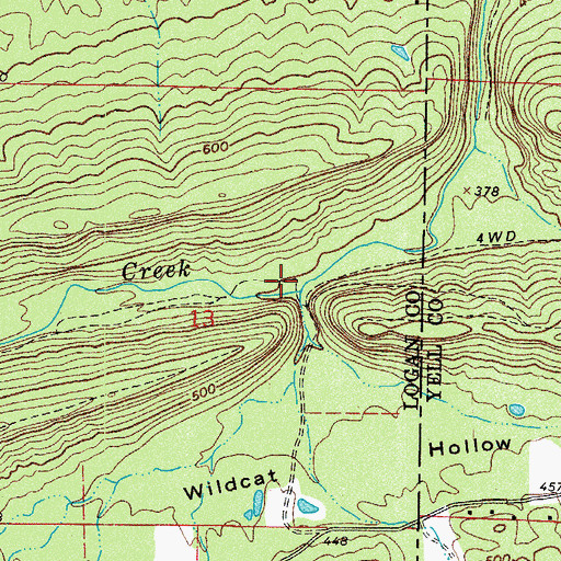 Topographic Map of Woods Hollow, AR