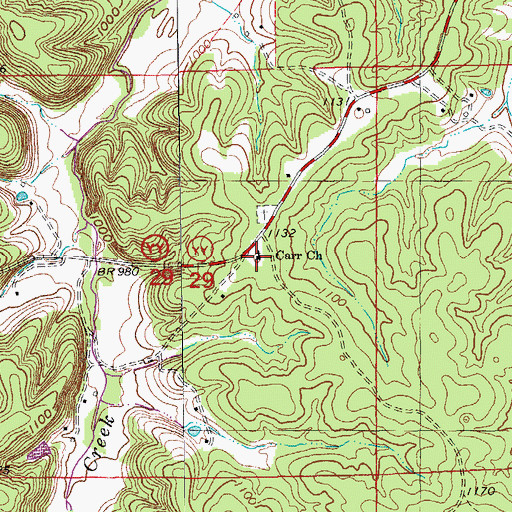 Topographic Map of Carr School, MO