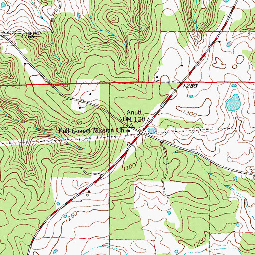 Topographic Map of Full Gospel Mission Church, MO