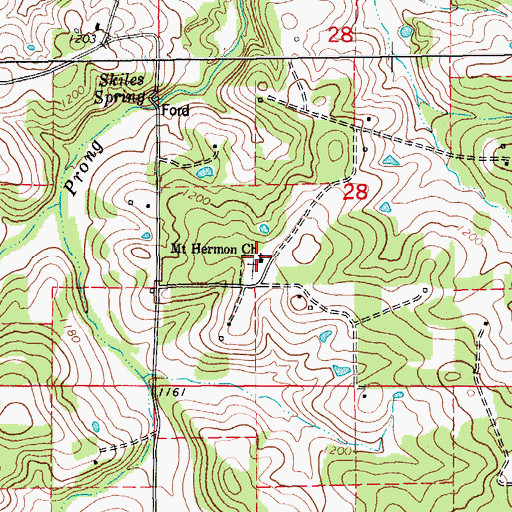 Topographic Map of Mount Hermon Church, MO