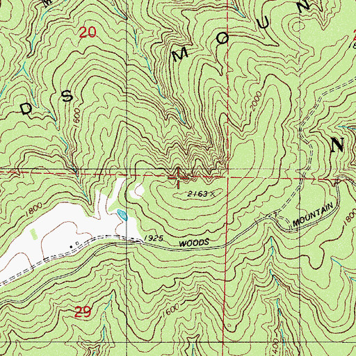 Topographic Map of Woods Mountain, AR