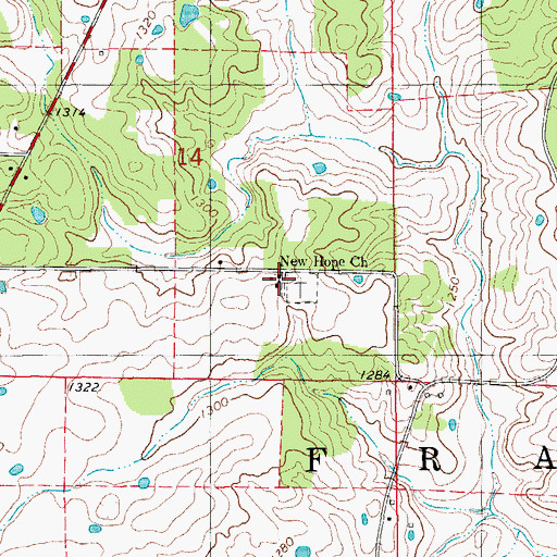 Topographic Map of New Hope Church, MO