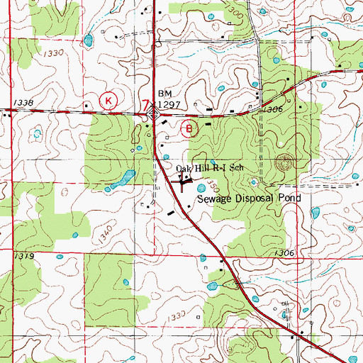 Topographic Map of Oak Hill R-1 School, MO