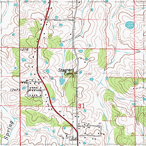 Topographic Map of Stagner Cemetery, MO