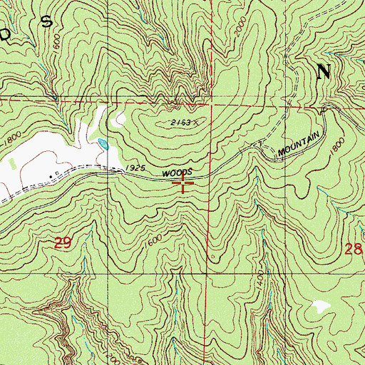 Topographic Map of Woods Mountain School, AR