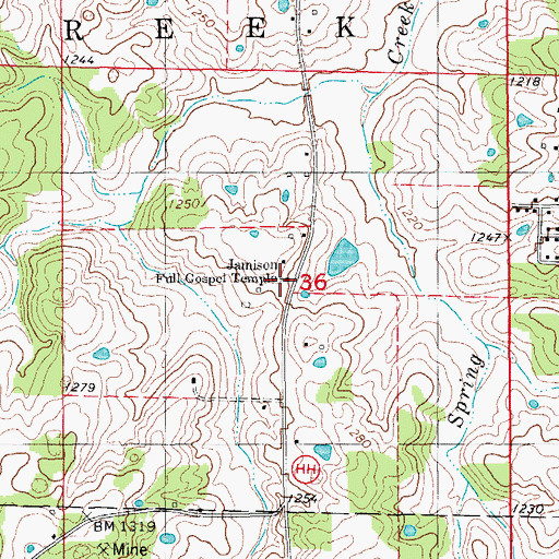 Topographic Map of Jamison Full Gospel Temple, MO