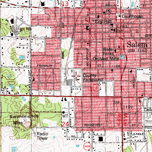 Topographic Map of Dent County Fairground, MO