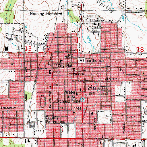 Topographic Map of Lynch School, MO