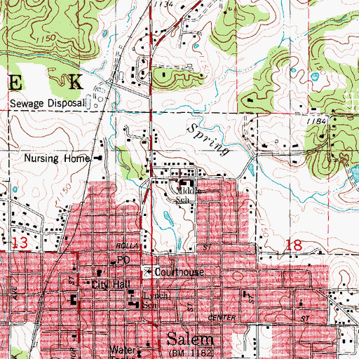 Topographic Map of Middle School, MO