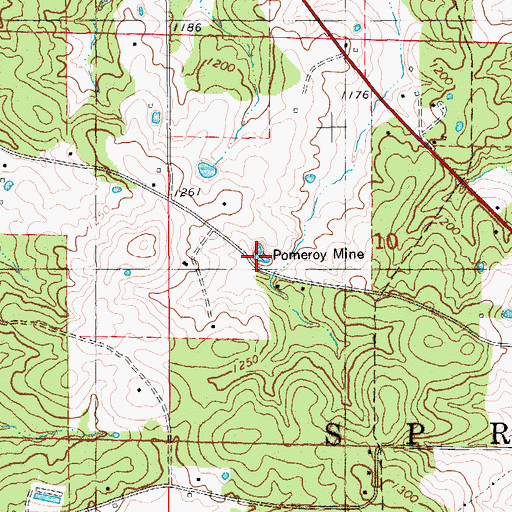 Topographic Map of Pomeroy Mine, MO