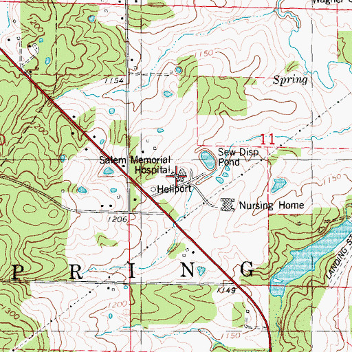 Topographic Map of Salem Memorial District Hospital, MO