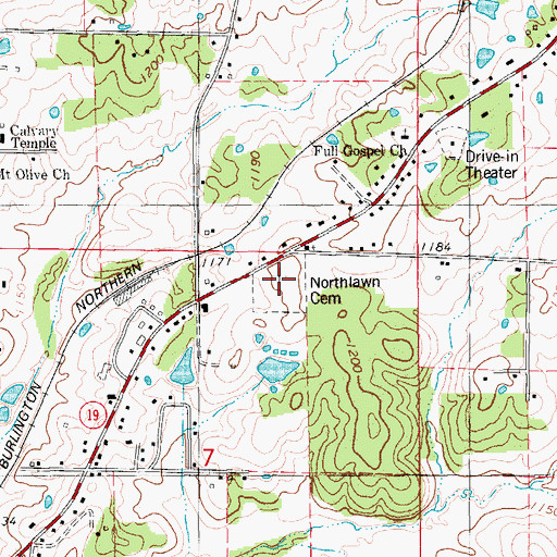 Topographic Map of Northlawn Cemetery, MO