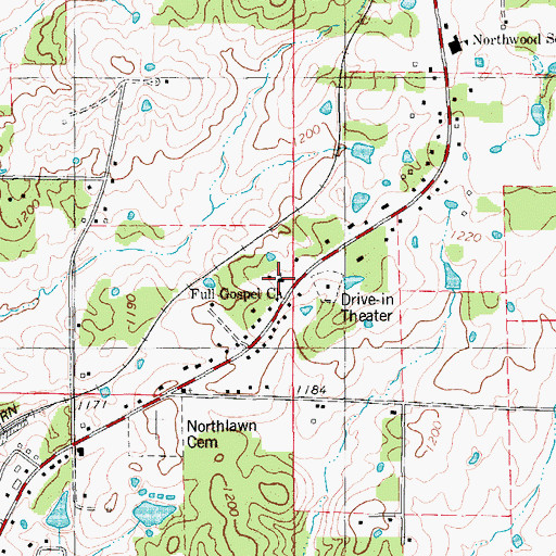 Topographic Map of Full Gospel Church, MO