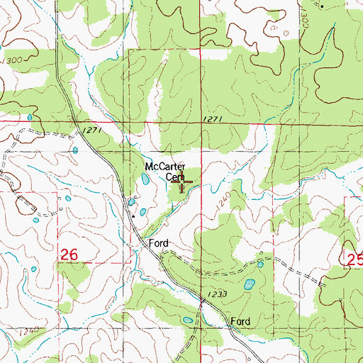 Topographic Map of McCarter Cemetery, MO