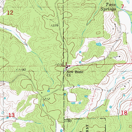 Topographic Map of New Home Church, MO
