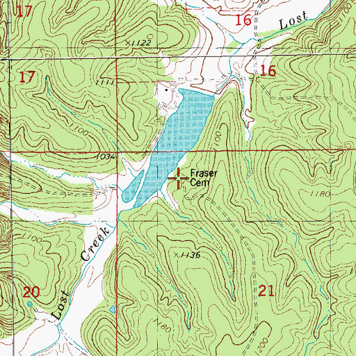 Topographic Map of Fraser Cemetery, MO