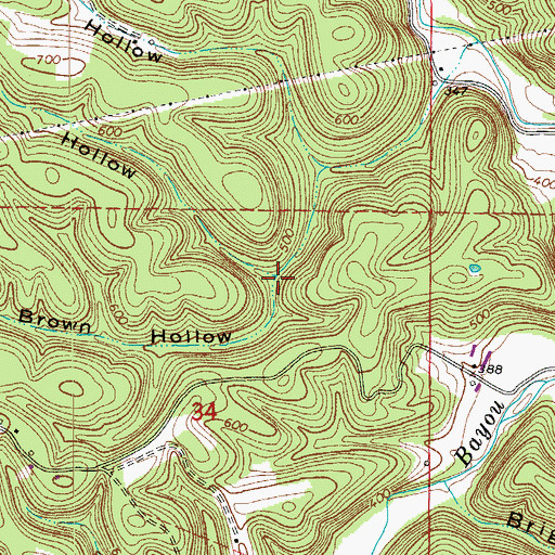 Topographic Map of Woody Hollow, AR