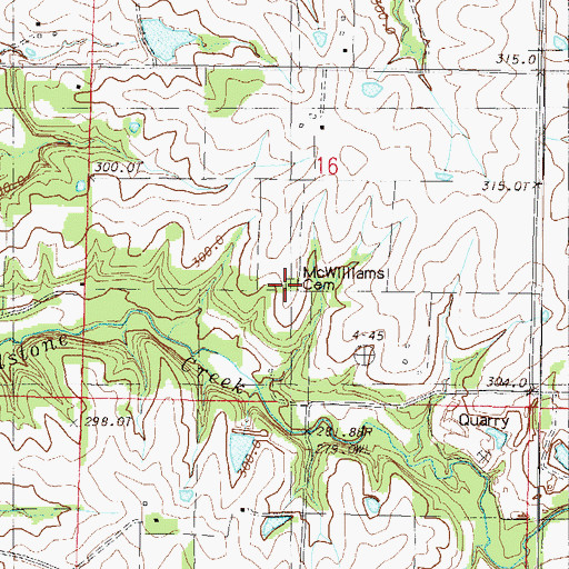 Topographic Map of McWilliams Cemetery, MO